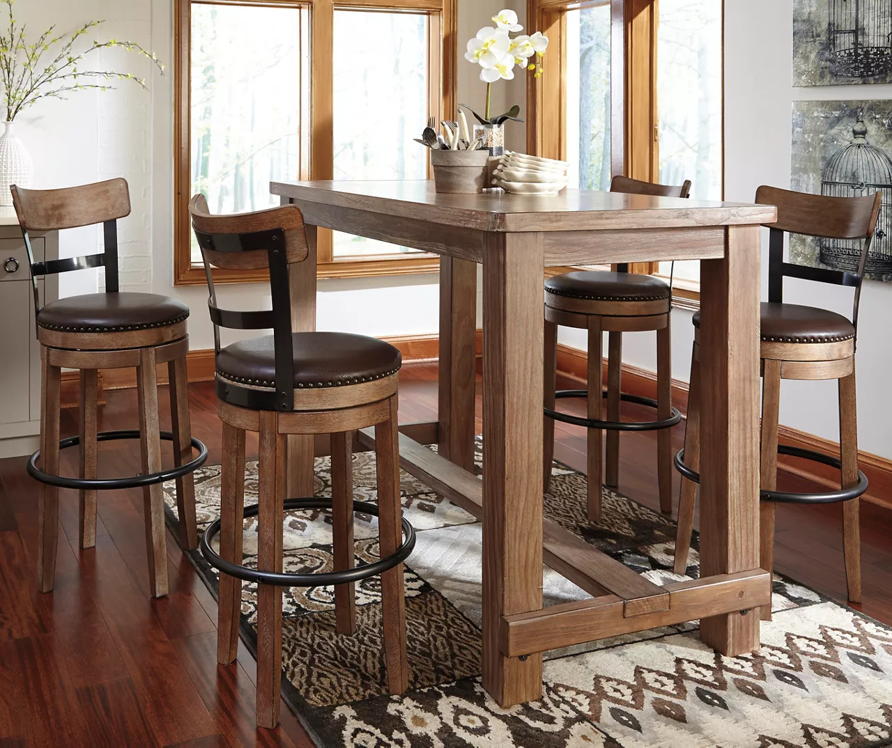 Pinnadel 30" High Back Brown Pub-Height Barstool Pinnadel 30" High Back Brown Pub-Height Barstool -Home Furniture Store 810363169 2