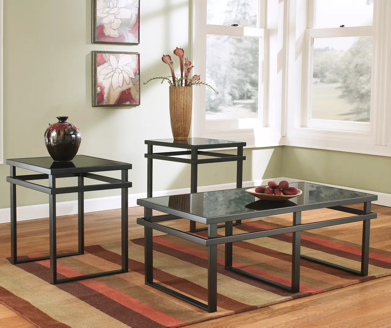 3- Piece Laney Black Metal Occasional Table Set 3- Piece Laney Black Metal Occasional Table Set -Home Furniture Store 810363735 1