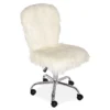 Taylor White Faux Fur Armless Office Chair -Home Furniture Store 810386283
