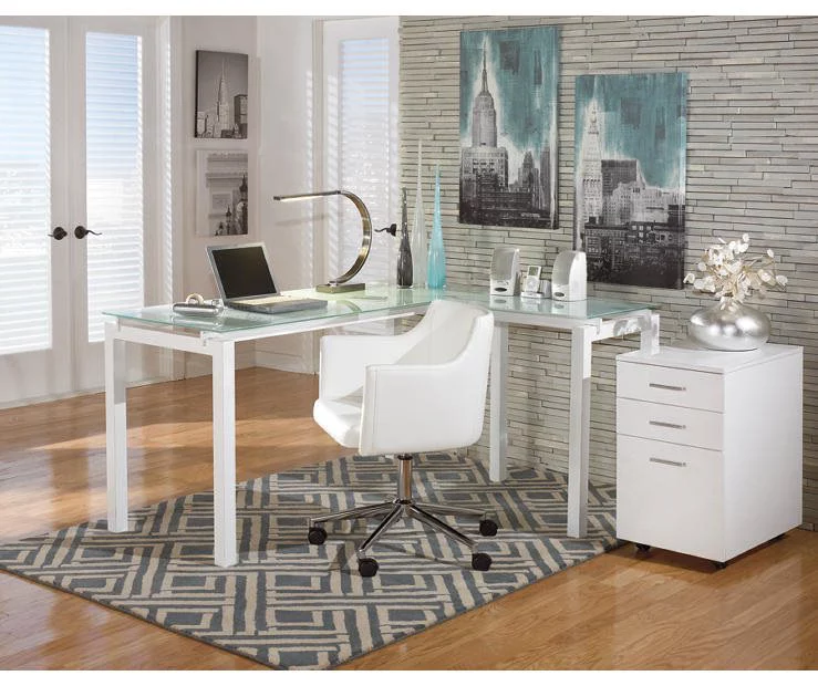 Baraga White L-Shaped Corner Desk Baraga White L-Shaped Corner Desk -Home Furniture Store 810389269 1