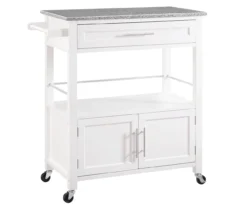 White Double Door Kitchen Cart With Granite Top -Home Furniture Store 810389516 1 1