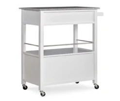 White Double Door Kitchen Cart With Granite Top -Home Furniture Store 810389516 4