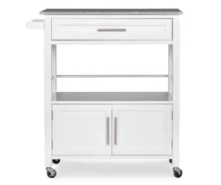 White Double Door Kitchen Cart With Granite Top -Home Furniture Store 810389516 5