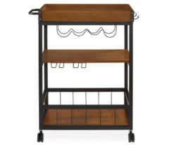 Luke Industrial Kitchen Cart With Wine Storage -Home Furniture Store 810389531 2
