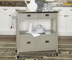 Gray Steel Top Kitchen Cart With Drawers -Home Furniture Store 810389532 3