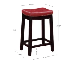 24" Brooke Red Saddle Counter Stool -Home Furniture Store 810389538 A7