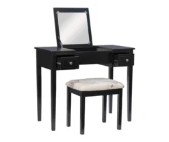 Black Butterfly Mirror Vanity Set With Stool -Home Furniture Store 810389539 A0 3