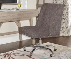 Charcoal Gray Square Back Office Chair With Nailhead Trim -Home Furniture Store 810389623 1