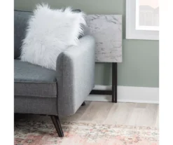 Davis White Faux Marble Tray Tables With Stand, 5-Piece Set -Home Furniture Store 810389673 B0 6