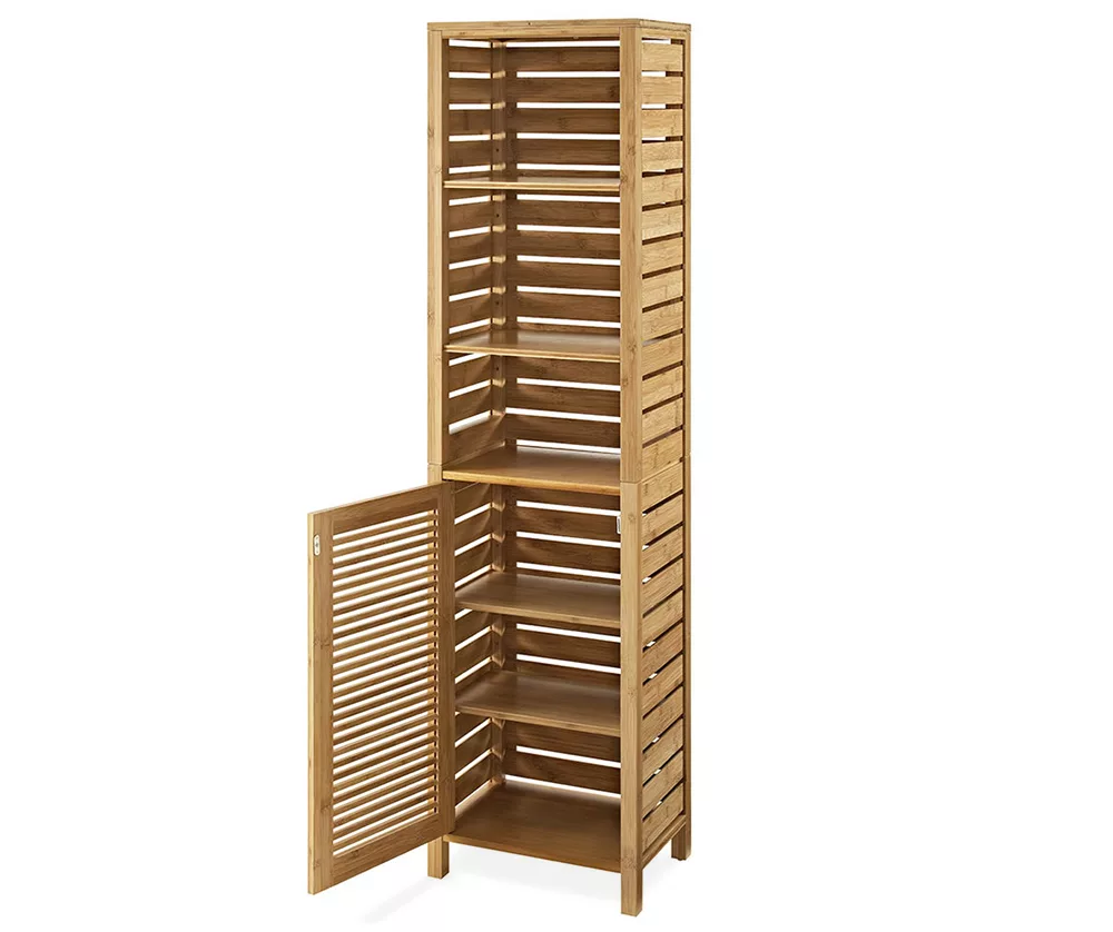 Pierce Bamboo 3-Shelf Tall Cabinet Pierce Bamboo 3-Shelf Tall Cabinet -Home Furniture Store 810389688 2