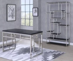 Alize Chrome Geometric Desk -Home Furniture Store 810422879 810422880
