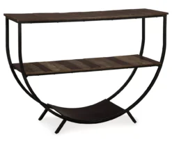 Lamoney Gray, White & Brown Slat Console Table