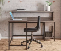 Arlenbry Gray L-Shaped Corner Desk -Home Furniture Store 810485152 61