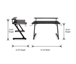 Black LED Gaming Desk With Riser -Home Furniture Store 810499569 10