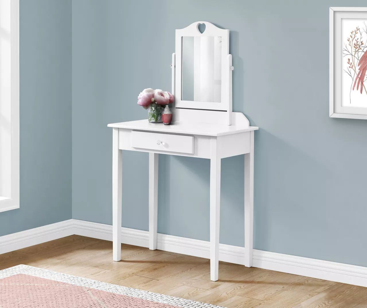White Wood Vanity with Mirror White Wood Vanity With Mirror -Home Furniture Store 810502793 1