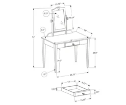 Pink Vanity Table With Mirror -Home Furniture Store 810512906 3
