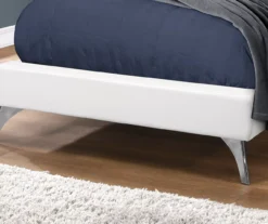 White Tufted Faux Leather Twin Upholstered Platform Bed -Home Furniture Store 810512926 4