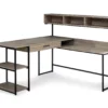 Dark Taupe & Black L-Shaped Corner Desk -Home Furniture Store 810512936 2