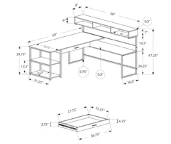 Dark Taupe & Black L-Shaped Corner Desk -Home Furniture Store 810512936 3