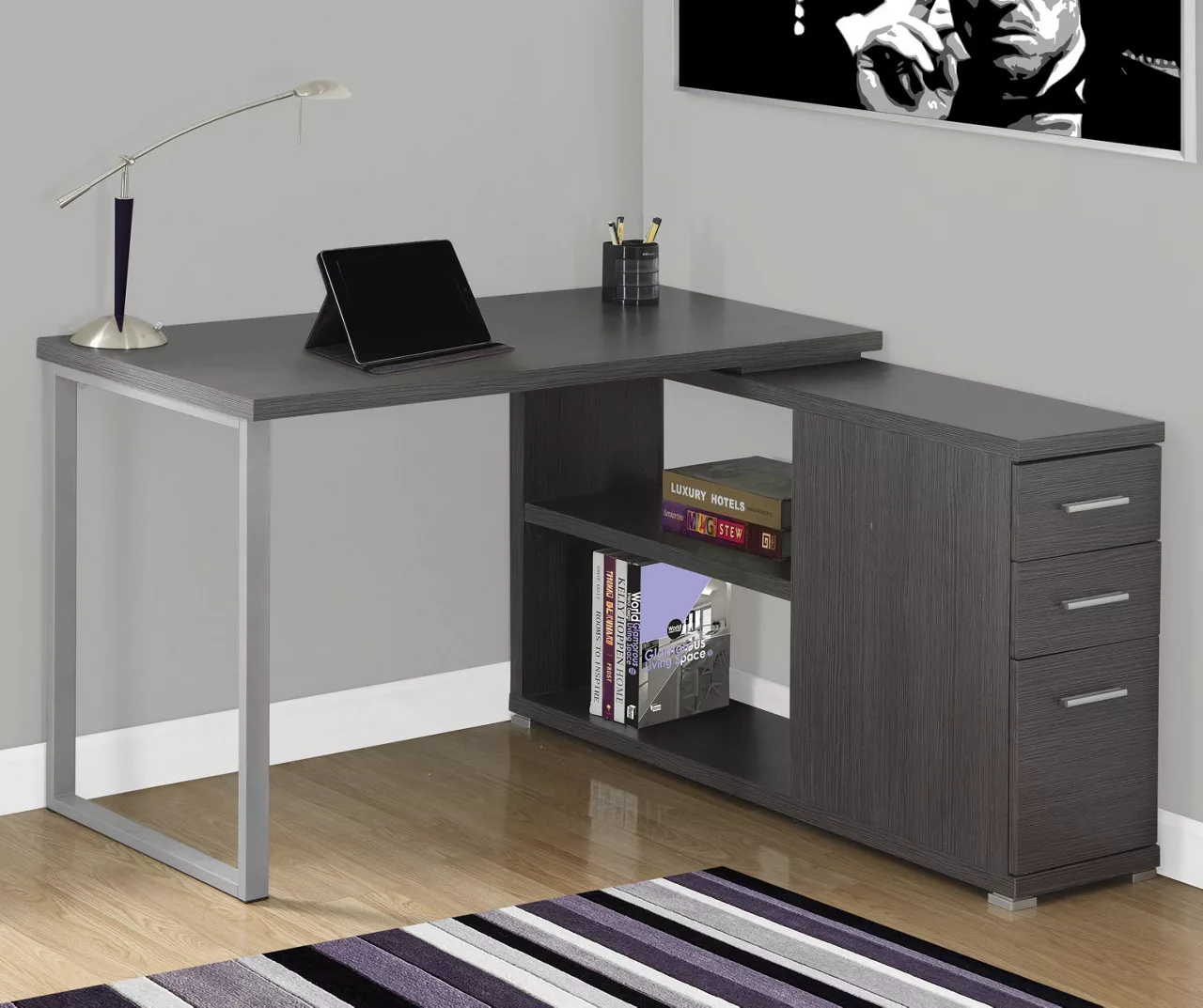 Gray Reversible L-Shaped Corner Desk Gray Reversible L-Shaped Corner Desk -Home Furniture Store 810512938 1