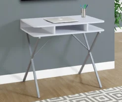 Silver & White Writing Desk -Home Furniture Store 810512942 1
