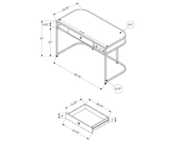White & Silver Chrome Office Desk -Home Furniture Store 810512954 3