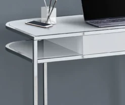 White & Silver Chrome Office Desk -Home Furniture Store 810512954 4