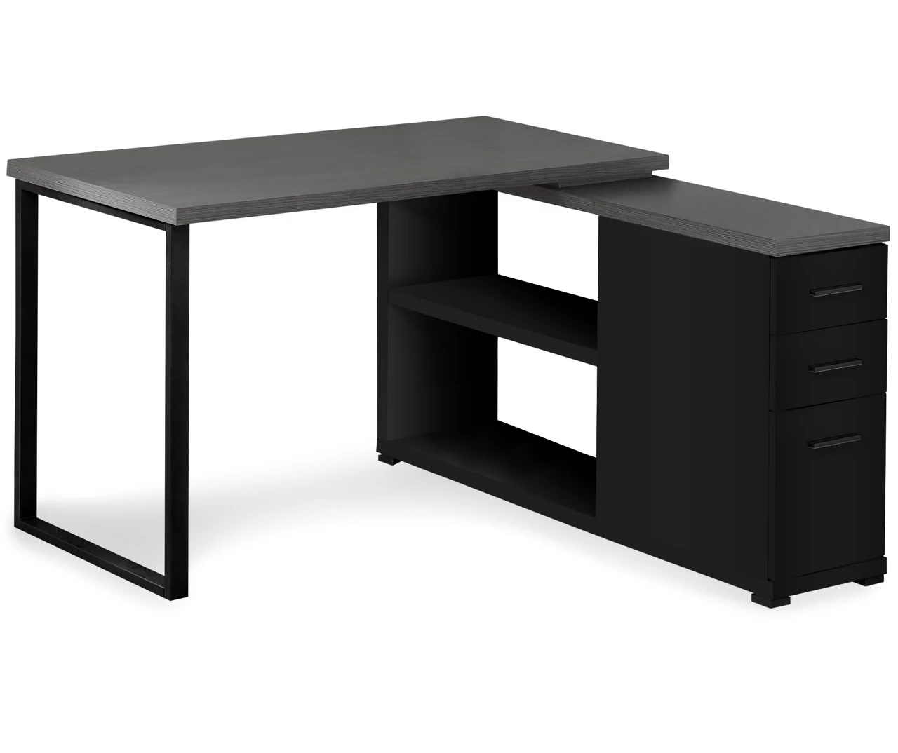 Gray & Black L-Shaped 3-Drawer Computer Desk Gray & Black L-Shaped 3-Drawer Computer Desk -Home Furniture Store 810512962 2