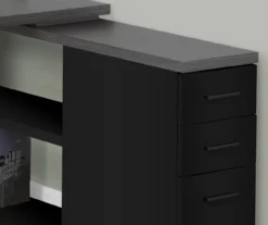 Gray & Black L-Shaped 3-Drawer Computer Desk 5 Gray & Black L-Shaped 3-Drawer Computer Desk -Home Furniture Store 810512962 4