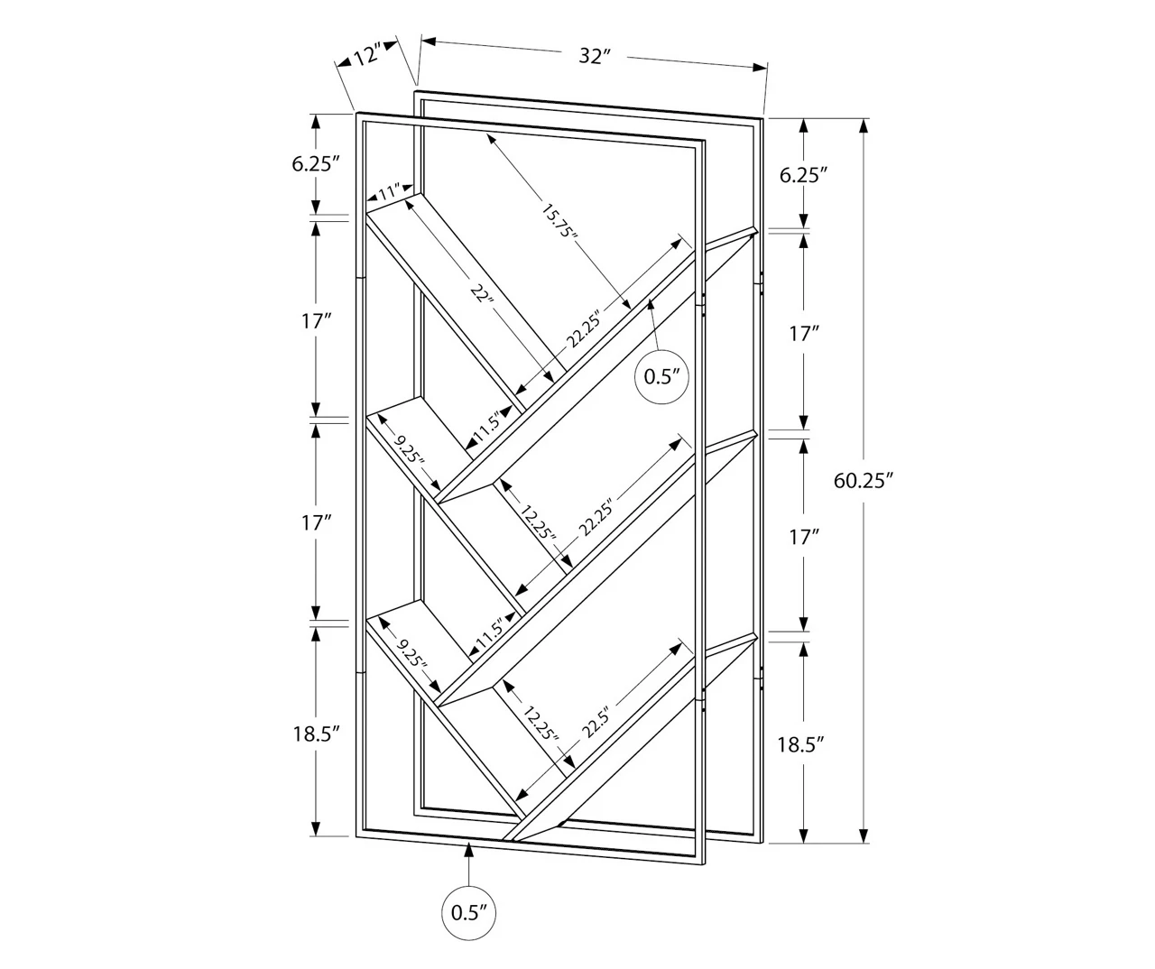 Dark Taupe 5-Shelf Slanted Bookcase Dark Taupe 5-Shelf Slanted Bookcase -Home Furniture Store 810512986 3