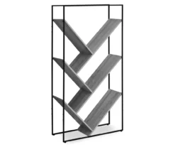 Gray 5-Shelf Slanted Bookcase