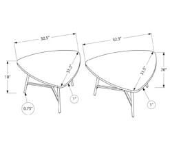 Taupe Reclaimed Triangular 2-Piece Nesting Table Set -Home Furniture Store 810512994 3