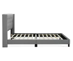 Gray Upholstered Shelter Wingback Queen Bed -Home Furniture Store 810513491 14