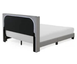 Gray Upholstered Shelter Wingback Queen Bed -Home Furniture Store 810513491 17