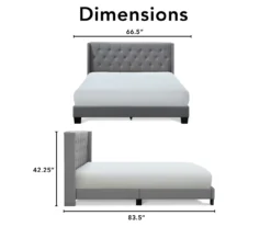 Gray Upholstered Shelter Wingback Queen Bed -Home Furniture Store 810513491 6