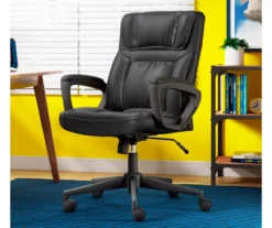 Hannah Black Bonded Leather Office Chair 4 Hannah Black Bonded Leather Office Chair -Home Furniture Store 810513552 A0 12