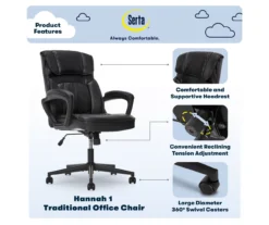 Hannah Black Bonded Leather Office Chair 7 Hannah Black Bonded Leather Office Chair -Home Furniture Store 810513552 A0 2