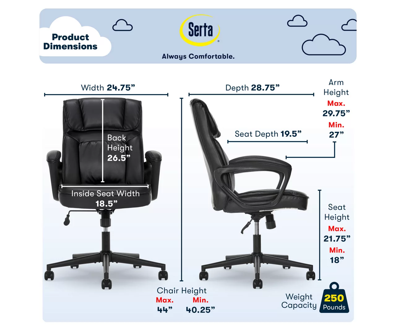 Hannah Black Bonded Leather Office Chair Hannah Black Bonded Leather Office Chair -Home Furniture Store 810513552 A0 3