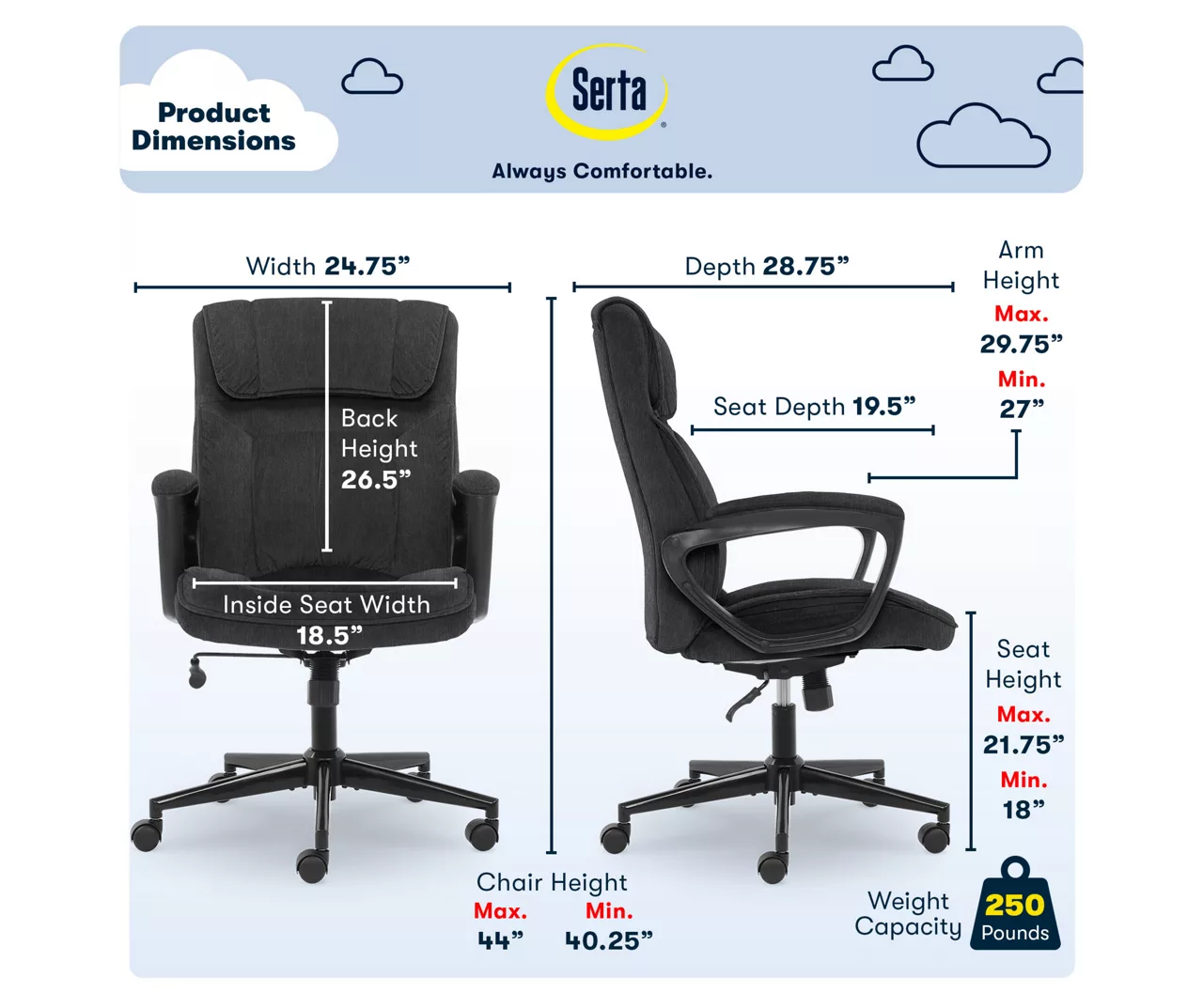 Hannah Charcoal Gray Microfiber Office Chair Hannah Charcoal Gray Microfiber Office Chair -Home Furniture Store 810513553 A0 3