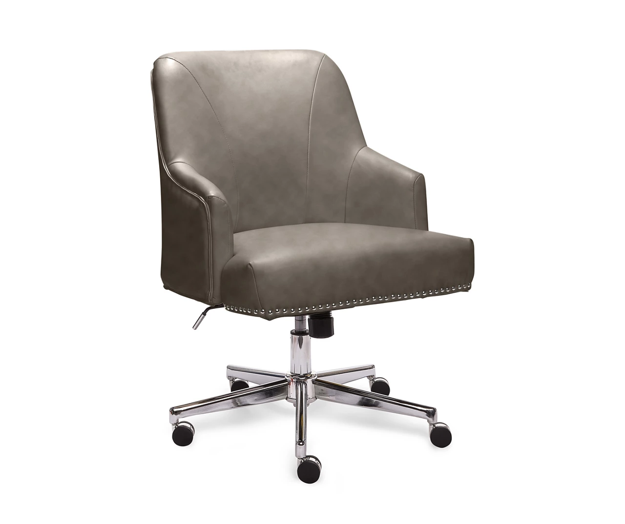 Leighton Gray Memory Foam Bonded Leather Office Chair Leighton Gray Memory Foam Bonded Leather Office Chair -Home Furniture Store 810513560 2