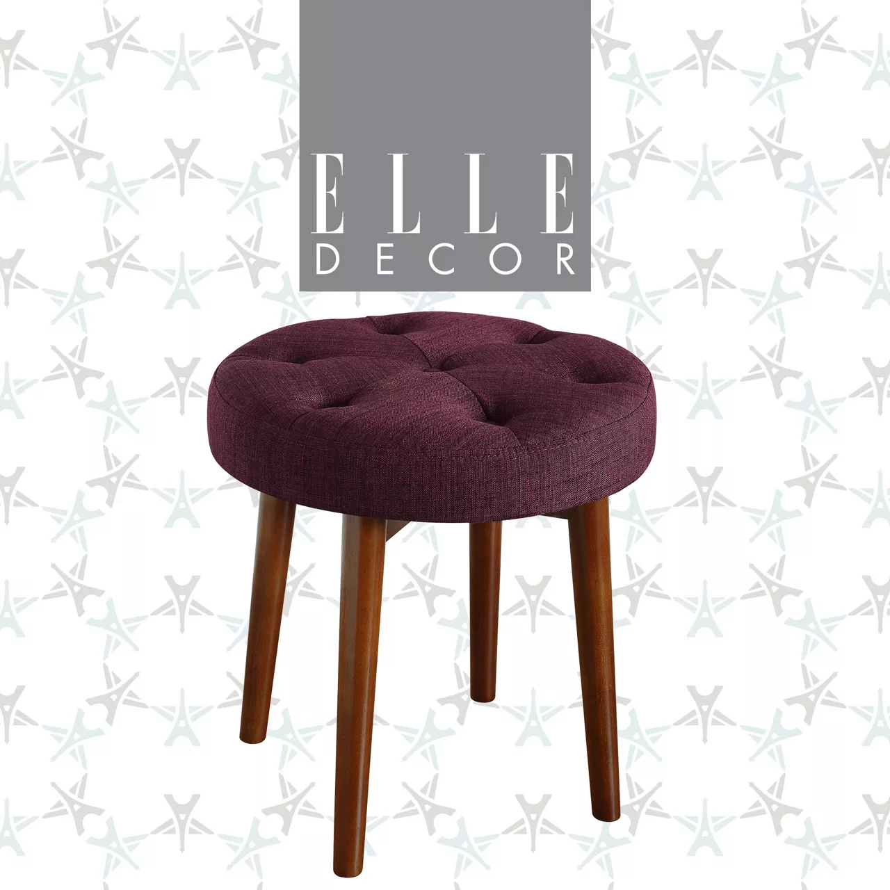 Penelope Eggplant Tufted Stool Penelope Eggplant Tufted Stool -Home Furniture Store 810513574
