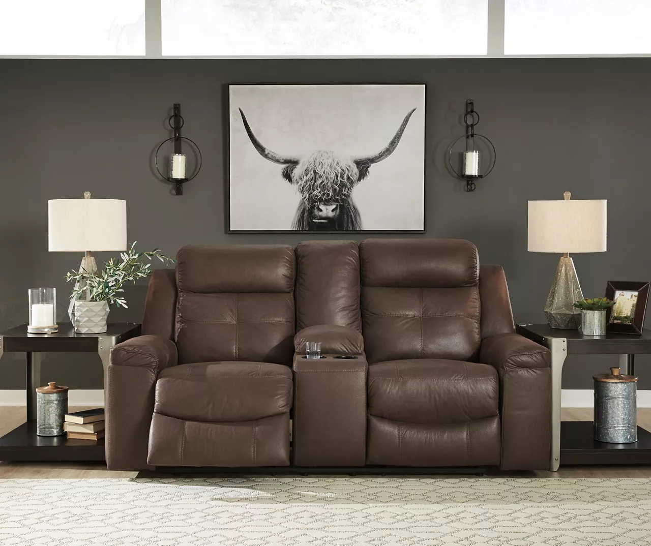 Jesolo Coffee Brown Reclining Console Loveseat Jesolo Coffee Brown Reclining Console Loveseat -Home Furniture Store 810519673 2