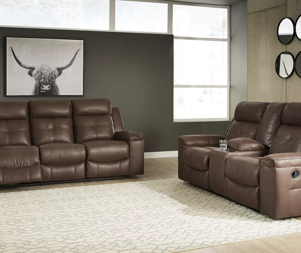 Jesolo Coffee Brown Reclining Console Loveseat Jesolo Coffee Brown Reclining Console Loveseat -Home Furniture Store 810519726 810519673 1 1