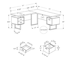 Black & Silver 3-Drawer L-Shaped Corner Desk -Home Furniture Store 810527323 5