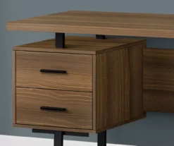 60" Walnut Woodgrain & Black Floating Desk -Home Furniture Store 810527324 3