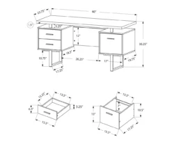 60" Walnut Woodgrain & Black Floating Desk -Home Furniture Store 810527324 5