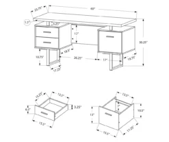 60" Cherry Woodgrain & Black Floating Desk -Home Furniture Store 810527325 5