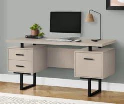 60" Taupe & Black Floating Desk -Home Furniture Store 810527326 1