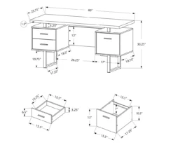 60" Concrete Gray & White Floating Desk -Home Furniture Store 810527330 5
