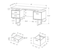60" Black & Silver Floating Desk -Home Furniture Store 810527331 5